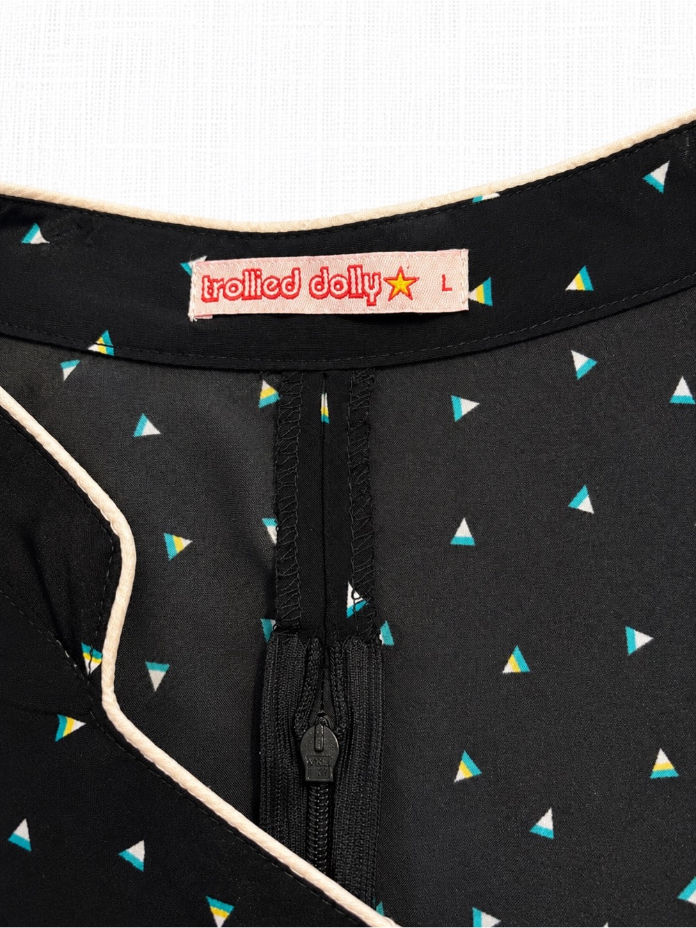 Trollied Dolly Vintage Style Black Mini Triangle Print Dress - Picture 5 of 6